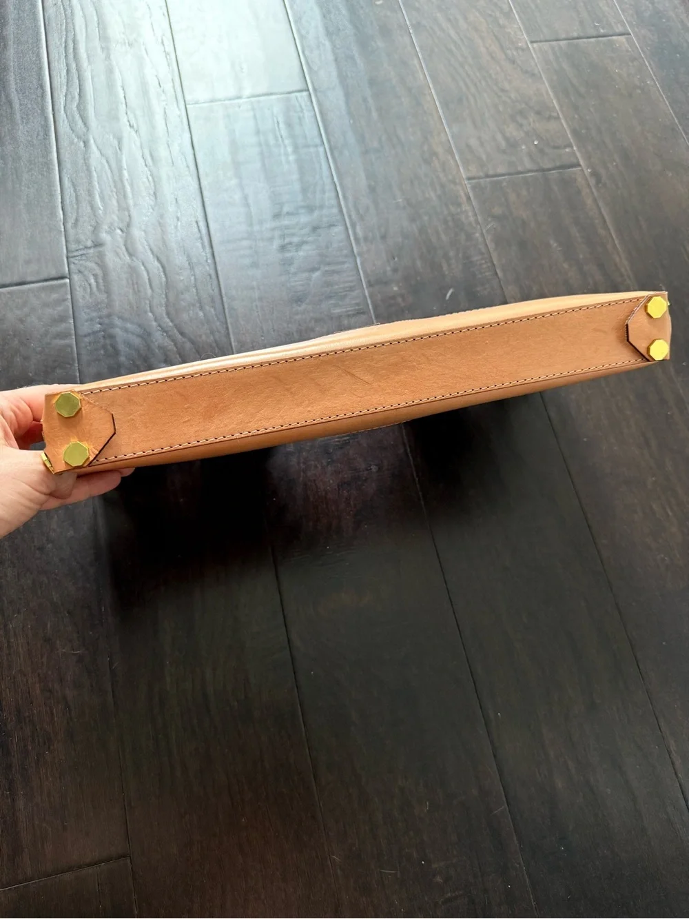 NONMember Nude/Iridescent Geometric Accent Clutch. Genuine Leather